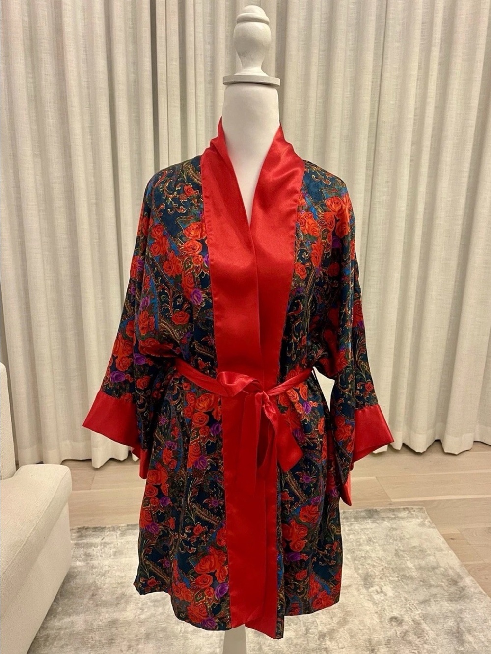 Vintage Victoria's Secret Kimono Robe Gold Label Floral OS 90s Lingerie Wrap Vtg